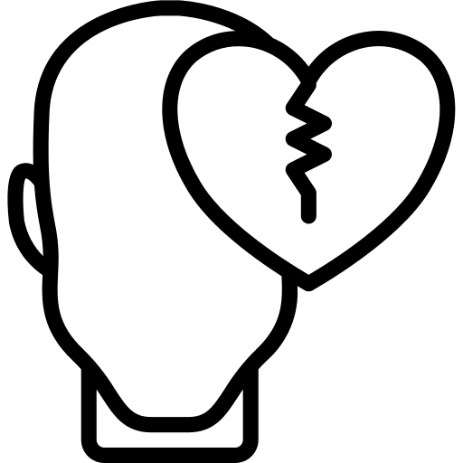 Broken heart psychology thinking mind icon