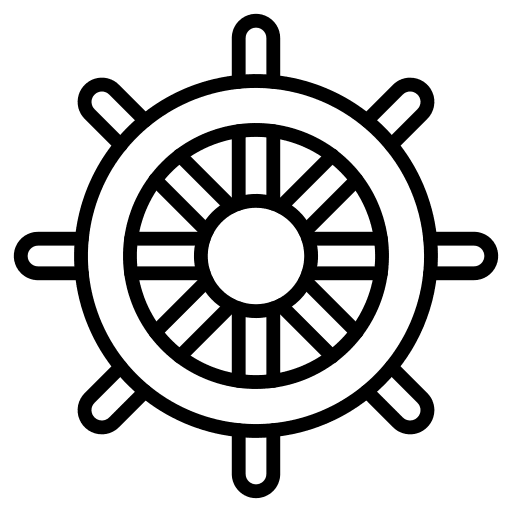 Ship wheel rudder transportation steering wheel icon