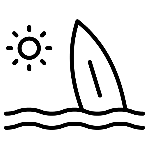 Surfboard sun surfing holidays icon Surfboard sun surfing holidays icon