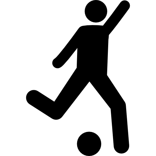 Football player attempting to kick ball football game ball sports icon