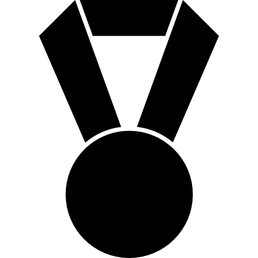 Football medal hanging of a ribbon in black shaped object recognition medals icon