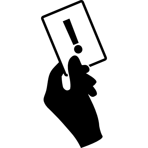 Football warning card in a referee hand sport soccer playing card icon