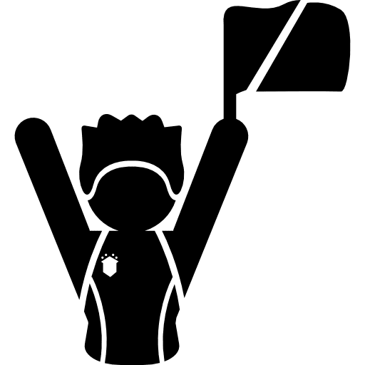 Football fan raising flag football flag football fan game icon