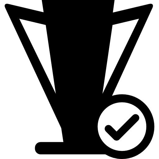 Football trophy with check mark check mark check football trophy icon