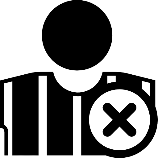 Football player close up with delete cross symbol delete player sports icon