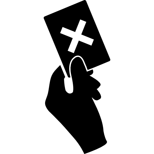 Football red card in a hand sport sports hand icon