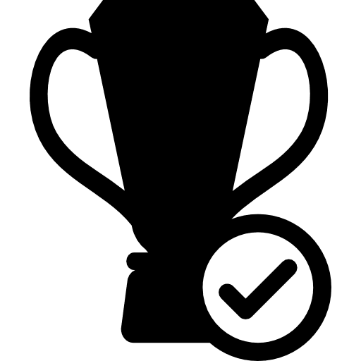 Football winning trophy with check mark check football award award icon