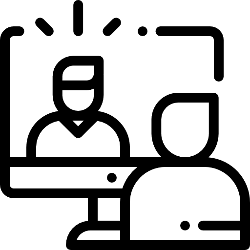 Video conference reunion online business and finance icon Video conference reunion online business and finance icon