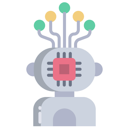 Robot sci fi artificial intelligence cyberpunk icon Robot sci fi artificial intelligence cyberpunk icon