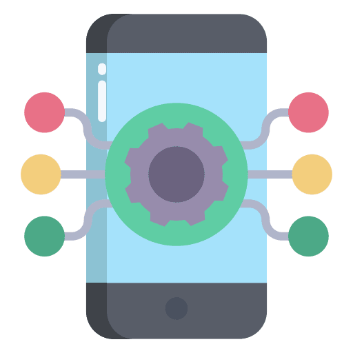 Mobile gear phone mechanism icon Mobile gear phone mechanism icon