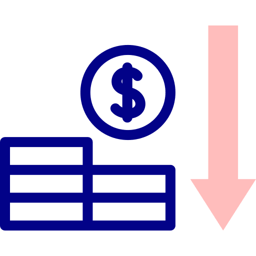 Money loss bankrupt graphic down arrow icon Money loss bankrupt graphic down arrow icon