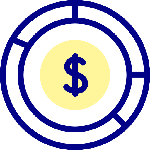 Pie chart shares analytics dollar icon Pie chart shares analytics dollar icon