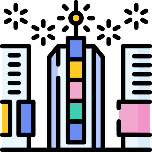 Times square celebration architecture birthday and party icon