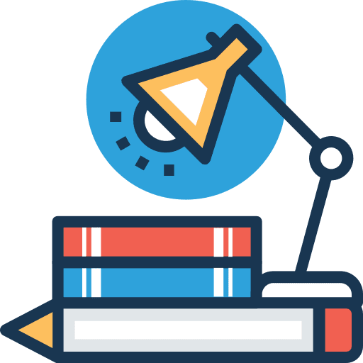 Study desk lamp reading table icon