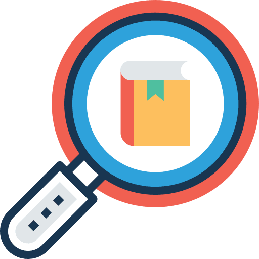Book loupe search library icon