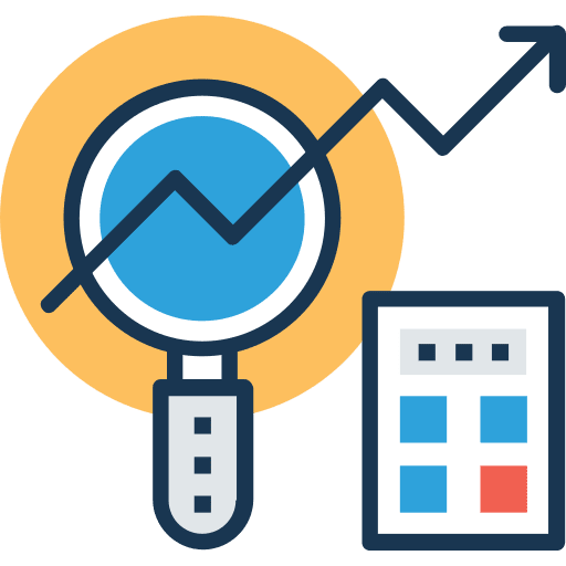 Stats zoom line chart diagram icon