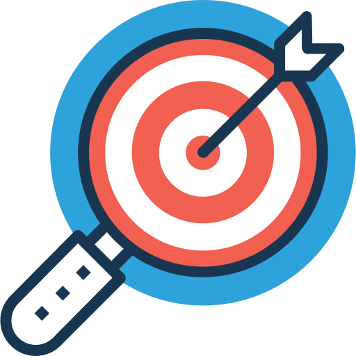 Target target arrow magnifying glass icon