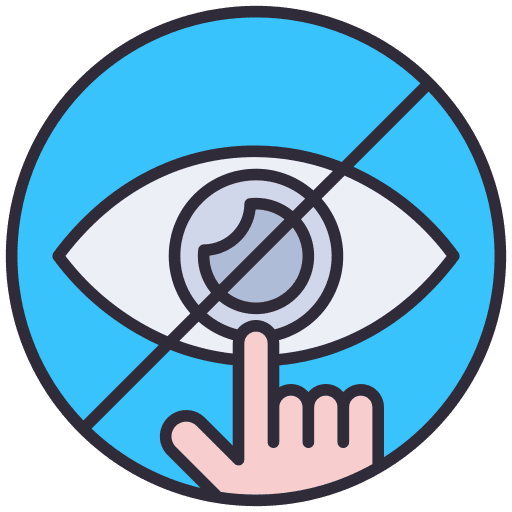 Do not touch hand do not touch eye icon