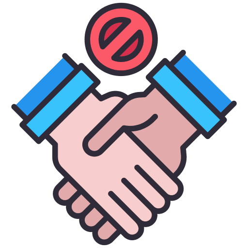 Do not touch healthcare and medical shake hands signaling icon