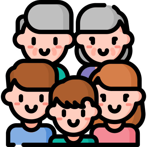 Big family children adult young icon