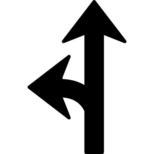 Arrow junction one to the left direction arrow navigation icon