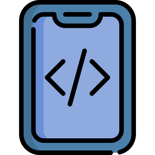 Coding mobile phone device icon Coding mobile phone device icon