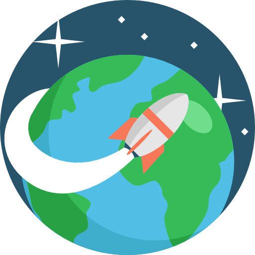 Planet earth transport space ship rocket icon Planet earth transport space ship rocket icon