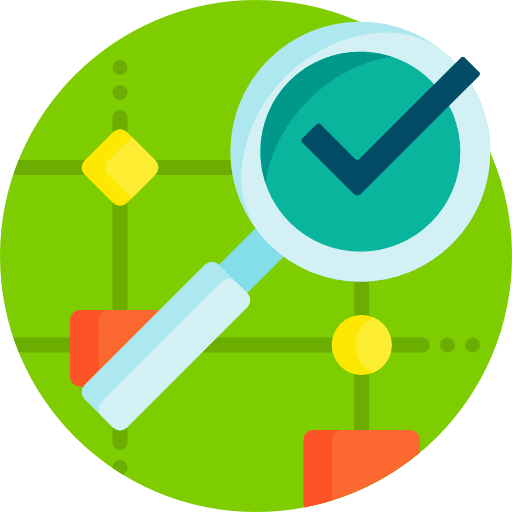 Solution magnifying glass check mark zoom icon