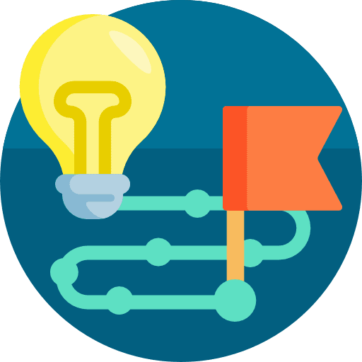 Timeline planning lightbulb flags icon