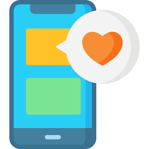 Social media speech bubble computer heart icon