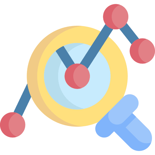 Analysis line graph research loupe icon