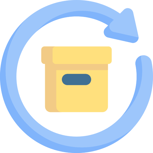 Renewal box circular arrows cardboard icon