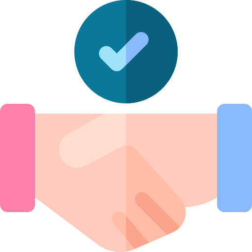 Deal checkmark business and finance handshake icon