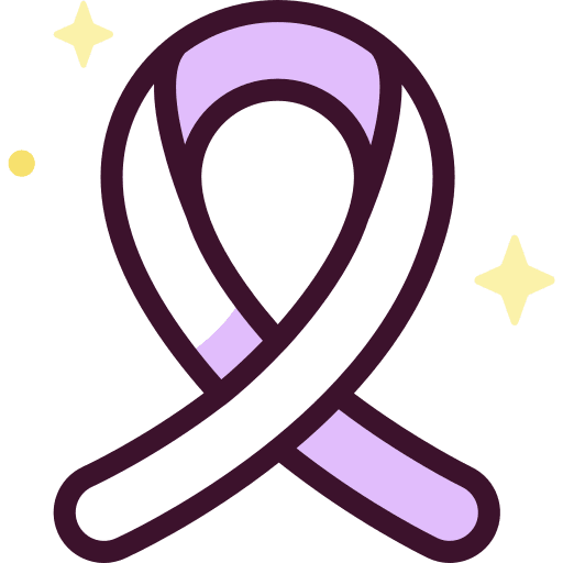 Ribbon signs cancer awareness icon