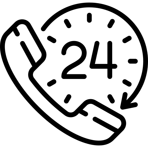 24 hours help assistance phone call icon