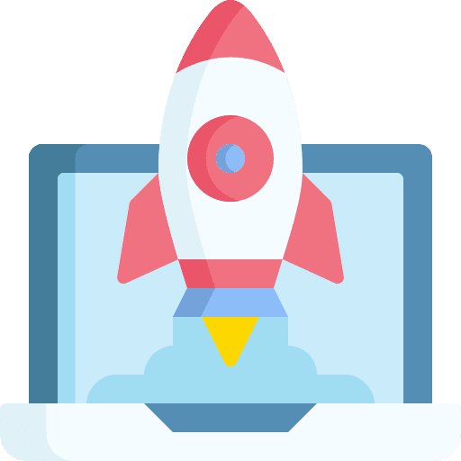 Startup space ship laptop website icon