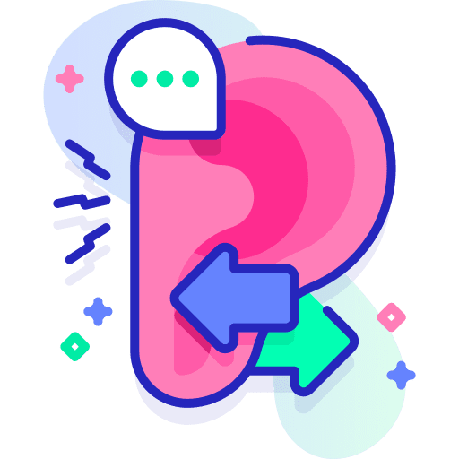 Listening loud speech bubble arrow icon