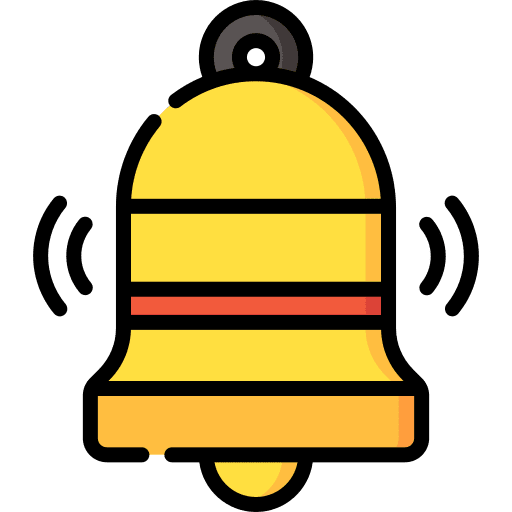 Bell ring music and multimedia alarm icon