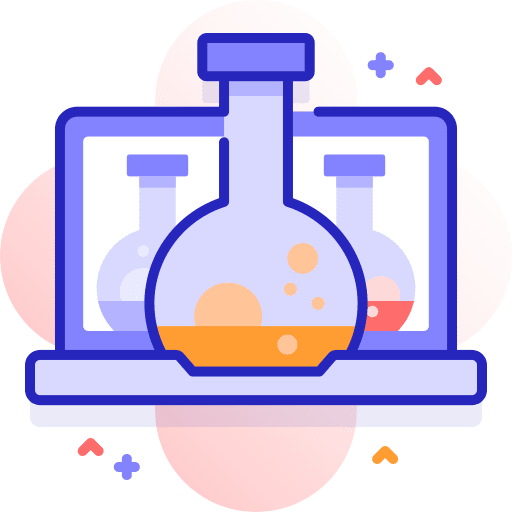 Science flask computer laptop icon