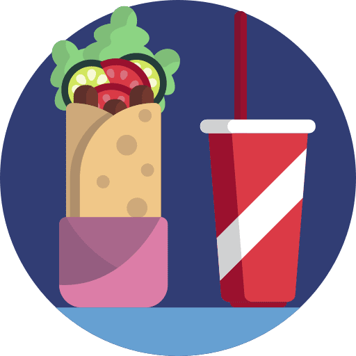 Kebab food and restaurant burrito bread icon