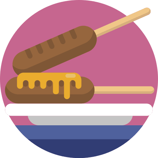 Corn dog food and restaurant hot dog stick icon Corn dog food and restaurant hot dog stick icon