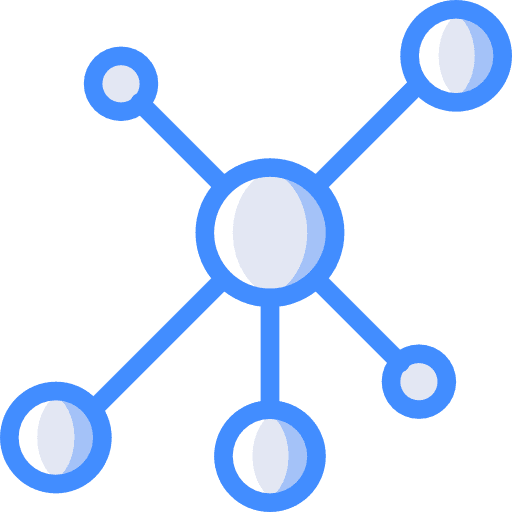 Network dependency circles social network icon