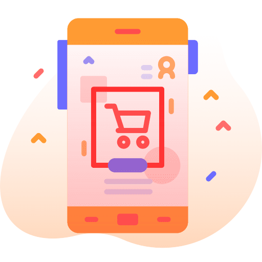 Shopping cart smartphone mobile shopping phone icon