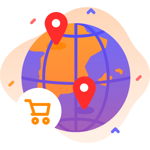 Worldwide online shopping world grid commerce and shopping icon