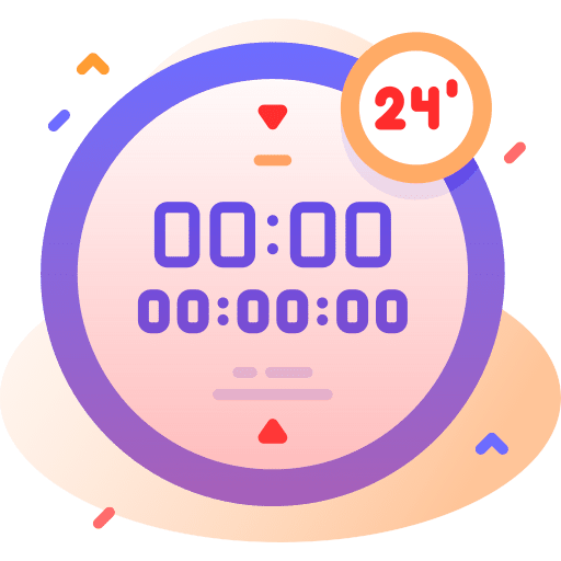 Clock time 24 hours time and date icon