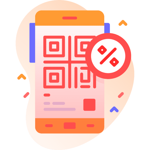 Qr code purchase discount shopping cart icon