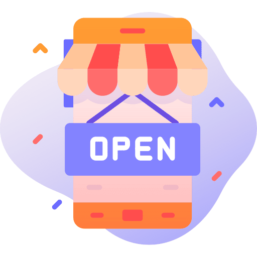 Open open 24 hours online store commerce and shopping icon