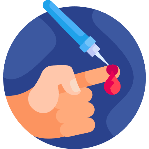 Blood sample rapid test hand blood drop icon
