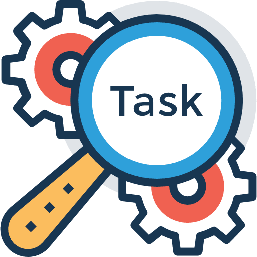 Task settings management cogwheel icon
