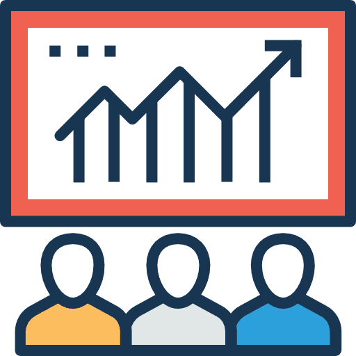 Analytics line graph bars chart team icon